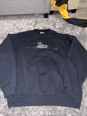 Hanes Navy Crewneck Sweater with Gold Accent Logo
